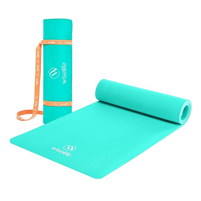WiseLife Classic Eco-TPE 10 MM Yoga Mat with Yoga Strap for Men & Women - Image 2