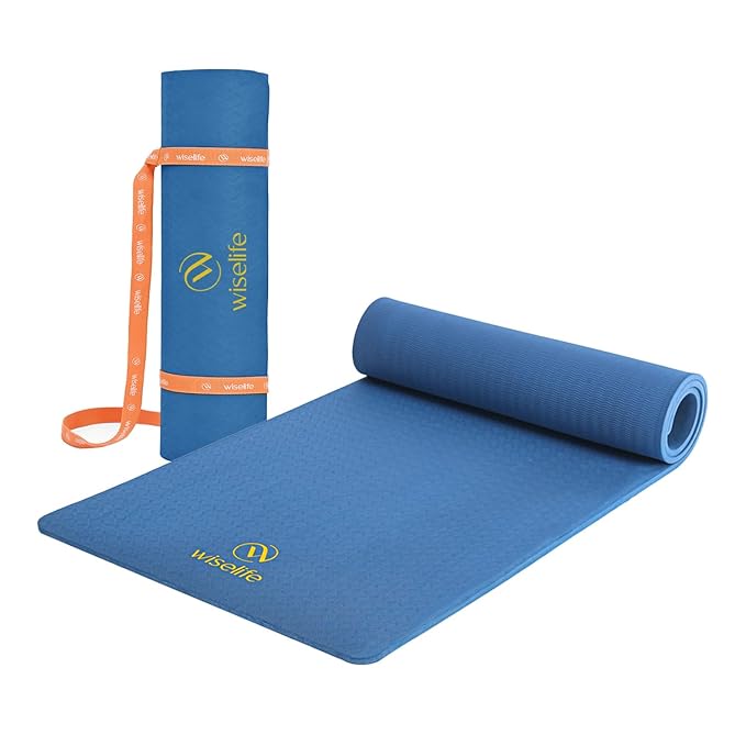 WiseLife Classic Eco-TPE 10 MM Yoga Mat with Yoga Strap for Men & Women