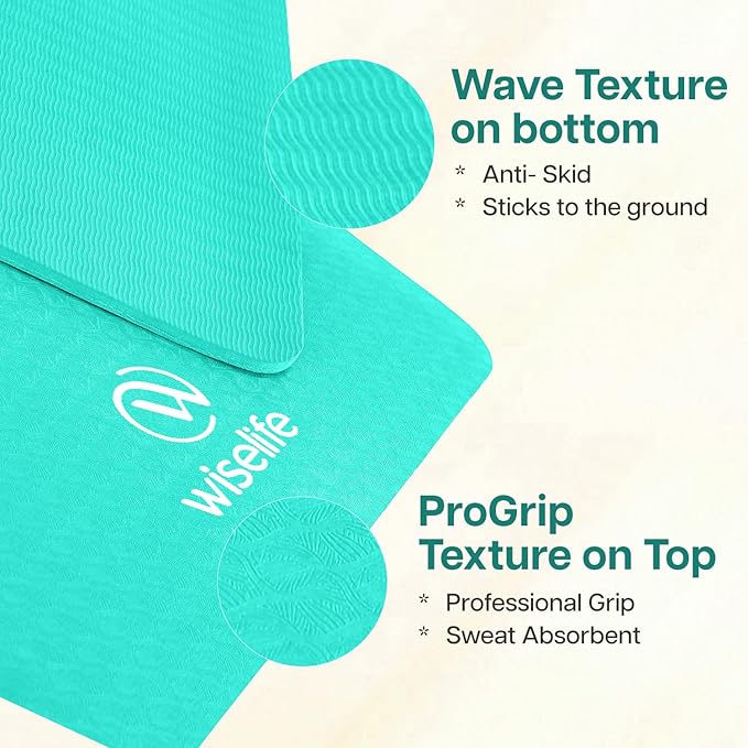 WiseLife Classic Eco-TPE 10 MM Yoga Mat with Yoga Strap for Men & Women - Image 5